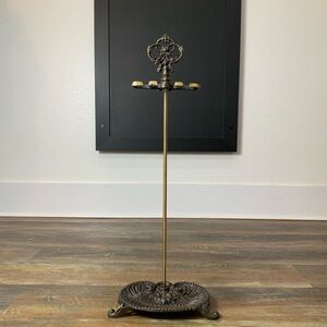 Ornate Vintage Brass and Cast Iron Hall Stand